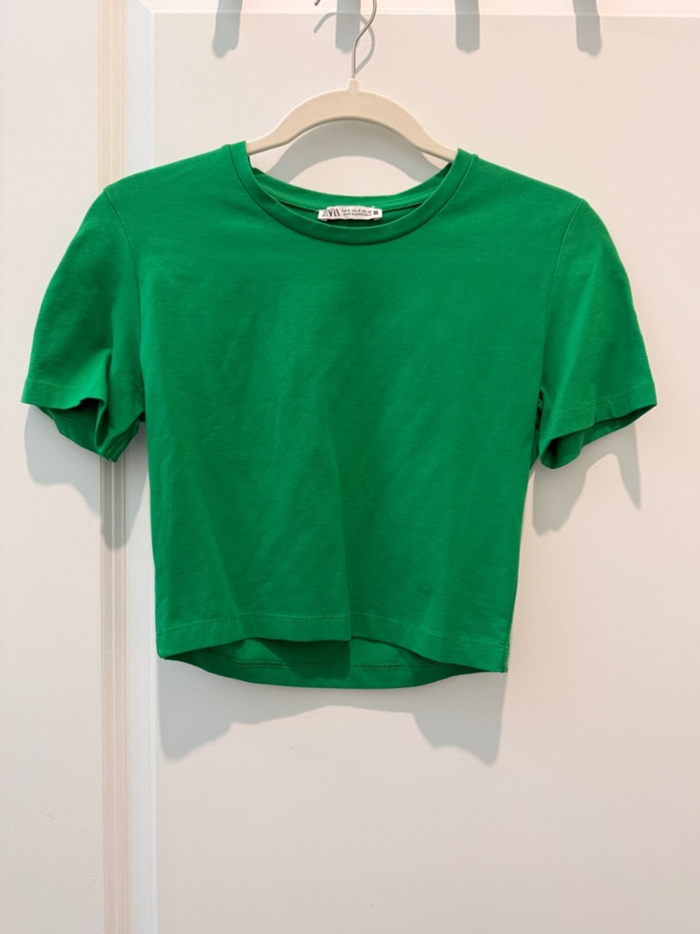 Zara Bright Green Crewneck Crop Top